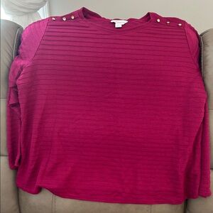 Liz Claiborne Ribbed Magenta Long Sleeve Top